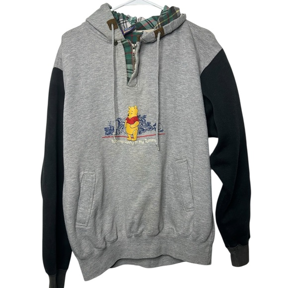 Rare 90s Winnie The Pooh Disney Sweatshirt Hoodie Gray Light‎ Stains Size XL - Picture 1 of 5
